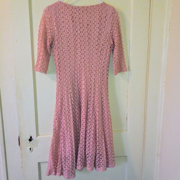 Chris McLaughlin Size 6 Crochet Lace Fit N Flare Dress-Elbow Sleeve-Lined - Picture 5 of 9